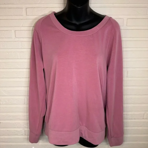 Athleta Pink Seasoft Scoop Neck Athletic Sweatshirt, Women’s Size Medium - Picture 1 of 8